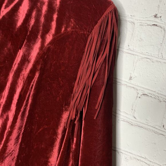 Lone Roo by Roper Red Vintage 90s Women’s Western Fringe Jacket w/ Skirt - Picture 3 of 15